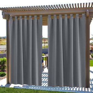 AFXXE Rideaux D'extérieur, Rrideau pour Pergola Peut être étanche, Protection UV, Rideau Exterieur Terrasse 132x215cm, Rideau Exterieur Impermeable pour Fenêtres, Tonnelles et Balcons. (Gris x 1pc)