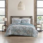 Stone Cottage - Twin Quilt Set, Reversible Cotton Bedding with Matching Shams, Lightweight Home Decor for All Seasons (Arell Teal, Twin)