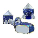 Indoor/Outdoor Children's Playhouse, 3 in 1 Foldable Tent with Crawl Tunnel Play House Ball Pit with Zipper Storage Bag(Space world)