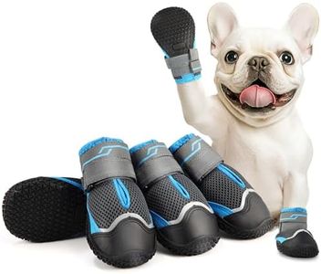 AOKOWN Dog Shoes, Dog Boots for Small Dogs, Breathable Medium Dog Booties Paw Protector for Summer Hot Pavement, Winter Snowy Day, Outdoor Walking, Indoor Hardfloors Anti Slip Sole Grey 4PCS-Size 5