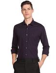 Arrow Men's Solid Full Sleeve Slim Fit Cutaway Collar Cotton Formal Shirt Dark Purple