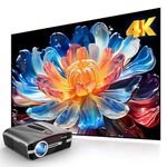 LED 4K Projector Auto Focus HDR Ceiling Mounted, Smart HD WiFi Bluetooth Projector 4K Daylight Home Cinema Movie Gaming TV with Apps HDMI USB Netflix Audio,1200ANSI for Garden Indoor Outdoor Night Use