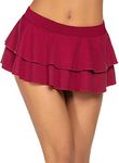 FEEL THE RISE Women's Polyester Blend Babydoll Flirty Layered Ruffle Pleated Sexy Naughty Casual Style Lingerie Mini Skirts For Special Romentic Moments (Medium, Wine)