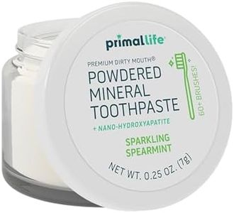 Primal Life Organics Dirty Mouth Toothpowder, Tooth Cleaning Powder, Flavored Essential Oils, Hydroxyapatite, Natural Kaolin, Bentonite Clay, USE: 60+ Brushings, Paleo, Organic, Vegan Spearmint 0.25oz