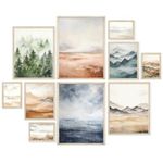 Nistio® Abstract Nature Posters, Set of 10 Mountain Gallery Art, Landscape Posters and Prints, Mountains Wall Poster, Forest Wall Art, Nature Pictures For Wall, Minimalist Home Decor (Unframed)