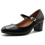 Womens Ladies MID Block Heel Mary Jane Office Work Formal Strap Dolly Shoes Size