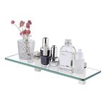 KES 16 Inch Bathroom Wall Shelf Tempered Glass Shelf Wall Mounted Brushed Nickel Finish, BGS3201S40-2