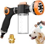 Dog Shower Attachment,Upgrade 8-in-1 Mode Dog Washing Hose Attachment with 3.5oz 100cc Soap Dispenser, Replacement Hose Adapter for Pet Washing Irrigated Lawn Patio Car Cleaning