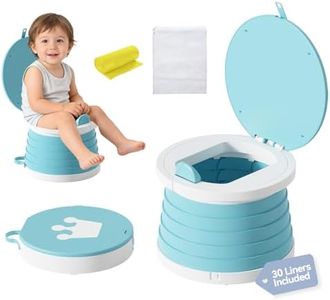 Portable Foldable Toddler Travel Potty - Medium Pink Potty Seat, Emergency Toilet for Car Camping Hiking, Lightweight Potty Chair for Indoor Outdoor Toddler Use