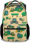 AIOMXZZ Tractor School Backpack for Kids, 16 Inch Green Backpacks for Boys, Cartoon, Durable, Lightweight, Large Capacity Bookbag for Travel, Style-4, Classic