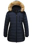 Wantdo Women's Plus Size Long Puffer Coat Snow Winter Bubble Parka with Removable Hood Navy 4X