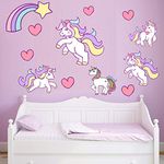 Gadgets Wrap Vinyl Pink Unicorns Cartoon Wall Sticker (60 cm X 5 cm, Multicolor)