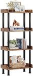 Hosfais Bookcase 4 Tier Bookshelf, Vintage Small Bookshelf for Small Spaces, Wooden Book Shelf Small Bookcase for Living Room Bedroom