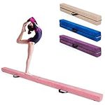 COSTWAY Folding Gymnastics Balance Beam, 7ft/210cm Kids Training Beam with Carry Handles, Anti-Slip Base, Floor Gymnastics Beams for Home Gym Exercise (Pink)