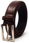 Ashford Ridge Mens 30mm (1.25") Suit Trouser Feather Stitched Leather Belt Brown Large