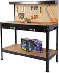 BouPower Garage Workbench with Storage,Workbench with Pegboard,Heavy Duty Work Benches with 2 Drawers for Garage,Commercial,Office,Home 55inches