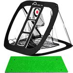 Golf Chipping Net and Mat Foldable for Men Women Swing Trainer Backyard Home Garden Outdoor Indoor (Black)