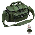Goture 17L Fishing Tackle Bag, Water-Resistant 600D Storage Bag with Adjustable Shoulder Strap, Compact Fishing Gear Organizer with Multiple Pockets, Green, Can Store 3 3600 Box (Not Included)