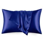 Love's cabin Silk Satin Pillowcase for Hair and Skin (Navy Blue, 20x26 inches) Slip Pillow Cases Standard Size Set of 2 - Satin Cooling Pillow Covers with Envelope