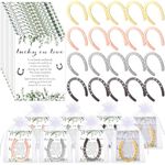 50 Sets Vintage Horseshoes Decorations Horseshoe Party Favor Wedding Horseshoe Decor Mini Metal Horseshoe with Wish Cards and Organza Bag for Guests