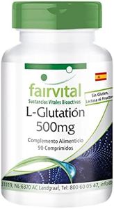 Fairvital | L-Glutatión 500mg - Reducido - VEGANO - 90 Comprimidos - Suministro para 3 meses - Calidad Alemana