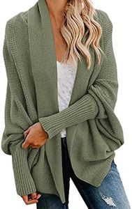 Générique Gilet Femme Manches Chauve-Souris Chandail Poignets Côtelés Cardigan Automne Hiver Chic Elégant Tricot Pulls Veste