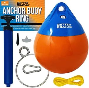 Anchor Bouy and Retrieval Ring 9" Inflatable Vinyl Boat Buoy Balls with Pump Round Boat Mooring Buoys, Marker and Anchor Float Ball Floating Pick Up for Rope for Sea & Lake