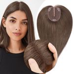 MY-LADY Hair Topper for Women Human Hair for Thinning Hair Loss 10 * 12CM Lace Base Real Remy Hair No Bangs Clip in Hair Pieces Hand-Tied Hairpieces 12 Inch Dark Brown