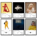 Funk You Store Billie Eilish A4 Poster (Set of 6) | Unframed A4 Billie Eilish Posters of Happier than Ever, Don't Smile At Me, Bellyache & more for Wall, Bedroom, Living room | Glue Dots Included