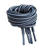 120cm/47" Black & Grey 5mm Round Strong Heavy Duty Hard Wearing Durable Boot Laces Shoelaces for work boots, Steel Toe Cap Boots, Walking Boots, Hiking Boots