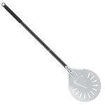 BEZORR 8Inch Pizza Turning Peel, Pizza Peel Paddle Aluminum Metal Pizza Peel with 51CM Non-Slip Heat Resistant Long Handle for Baking Homemade Pizza Bread