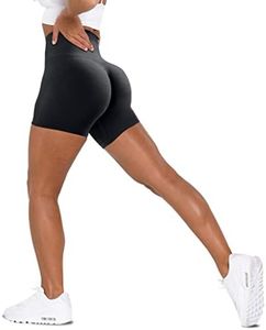 Unthewe Workout Butt Lifting Shorts for Women High Waisted Seamless Gym Yoga Booty Shorts, Scrunch Black, Small