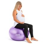 Core Balance Pregnancy Ball 55cm Anti Burst For Birthing Labour Pre Natal Exercise With Air Pump (Purple)