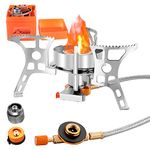 WADEO Camping Backpacking Stove, Outdoor Camp Gas Stove Burner Portable Windproof Stove with Butane and Progane Conversion Adapter for Picnic Hiking