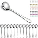 Kyraton Soup Spoons 12 Pieces, Stainless Steel Round Stainless Steel Bouillon Spoons, Table Spoons, Dinner Spoons, Dishwasher Safe