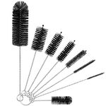 YUNGMAX Small Bottle Cleaning Brush Set, 8PCS Nylon Thin Pipe Cleaners Straw Brushes for Water Bottles Glasses Teapot Spouts Sink (Black)