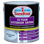 Sandtex 10 Year Exterior Satin 2.5lt Brilliant White