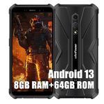 Ulefone Armor X12 Pro Android 13 Rugged Smartphone Canada Unlocked, MTK Helio G36 8GB+64GB Cell Phone Canada, 13MP+8MP Camera, 5.45" HD+, 4860mAh, Dual SIM 4G Rugged Phone, NFC/OTG/GPS/FM, Black