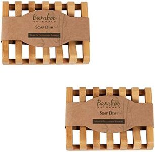 Bamboo Naturals Bamboo Soap Dish for Shower or Sink, 100% Sustainable Bamboo Bar Soap Holder, Stylish Odor Resistant Addition to Bathroom or Kitchen, Pack of 2