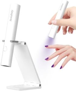 UV Light for Gel Nails, Denabuty Mini U V LED Nail Lamp Handheld with Stand, Portable Nail Dryer Rechargeable USB Cordless, Nail Light with 2 Timers for Fast Drying, White
