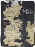 Jay Franco Game of Thrones Throw Blanket - Plush 46" x 60" Throw Blanket for Men and Women, Soft Fleece Throw Blanket, Cozy, Fade Resistant Blanket, Map of Westeros, Black Throw Blanket