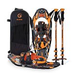 G2 21 Inches Blue Light Weight Snowshoes for Women Men Youth, Set with Trekking Poles, Tote Bag, Special EVA Padded Ratchet Binding, Heel Lift, Toe Box(Orange)