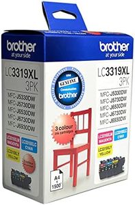 Brother Genuine LC3319XL High-Yield Colour Pack, Includes 1x Cyan, 1x Magenta & 1x Yellow, Page Yield Up to 1500 Pages (LC3319XL-3PK) for Use with: MFC-J5330DW, MFC-J6530DW, MFC-J6730DW, MFC-J6930DW