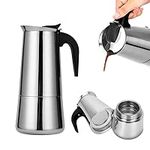 zalati Stovetop Coffee Makers Pot 201 Stainless Steel Espresso Moka Pot Percolator Coffee Making Kettle for All Stovetops Home & Camping - 450ml Capacity