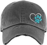 Paw Print Hat with Heart | Distressed Baseball Cap or Ponytail Hat | Dog Mom Gift | Animal Lover