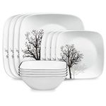 Corelle® Timber Shadows Square 12-piece Dinnerware Set, Service for 4