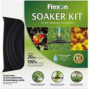 Flexon WS100KITCN 20-Piece Soaker Hose Kit, 100 ft, Black
