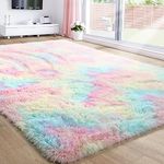 Rainbow Fluffy Rugs for Girls Bedro