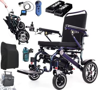 Neu Gradientenfarbe Elektrische Rollstühle, 35 km Reichweite mit 2 Lithium Batterien, Nur 19 kg, 500 W Faltbarer Elektrorollstuhl, Airline Approved, mit Teleskopstiel und Bluetooth Fernbedienung