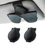 Rhino Valley 2 Pack Sunglasses Clip for Car Visor, Sun Visor Sunglasses Holder Clip Organizer Eyeglasses Mount with Card Clip for Car Sun Visor Magnetic Adsorption Leather Glasses Hanger, Black